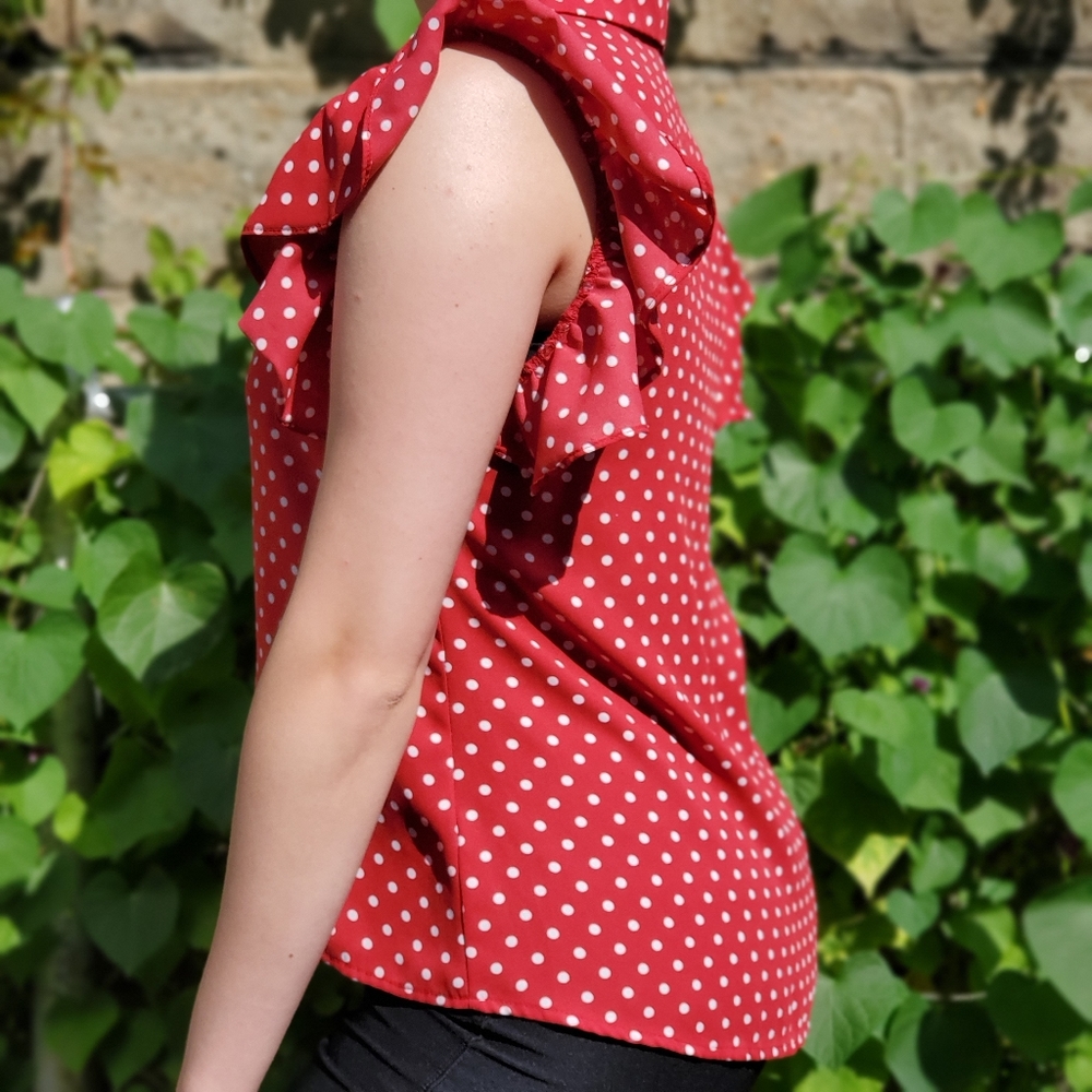Polka Dot Ruffle Blouse - Picture 2 of 4